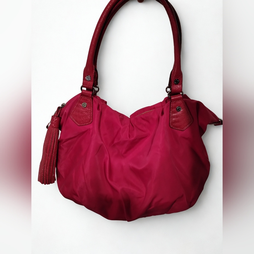 MZ Wallace Hot Pink Nylon Shoulder Bag with Tassel